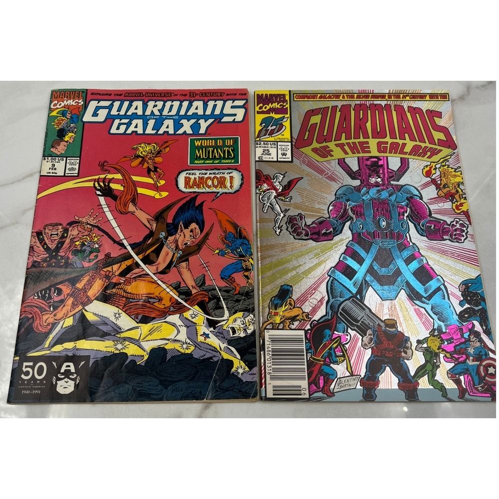 Marvel Guardians of the Galaxy Comic Lot Issues 9 & 25 Galactus Foil Cover 1990s